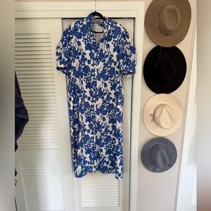 Elegant Blue and White Floral Maxi Dress